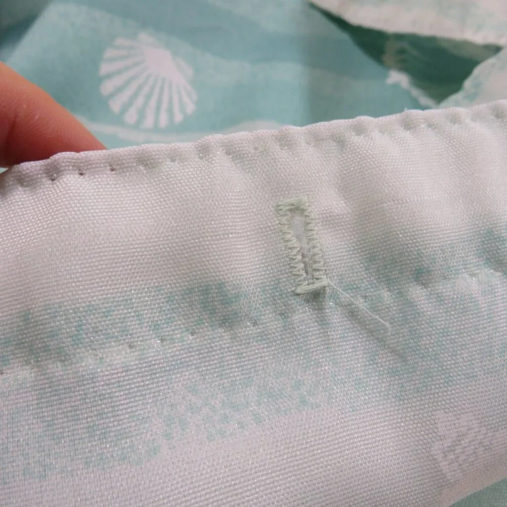 AQUETTA Turquoise Striped Ocean Sea Shell SHOWER CURTAIN Fabric matte